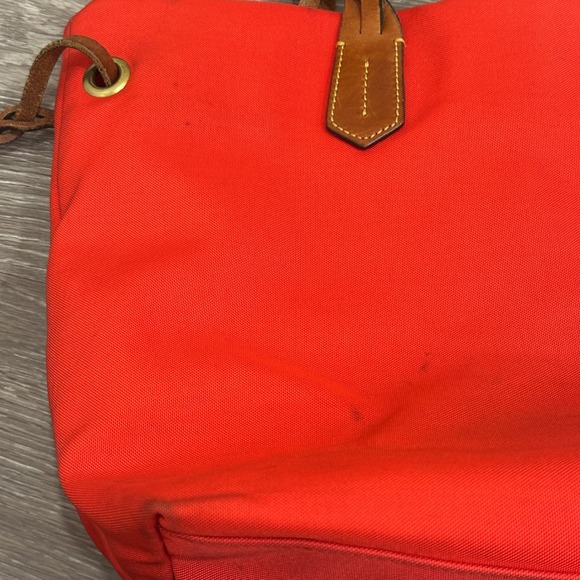 Dooney & Bourke Nylon Shopper Tote Bag Red Vacchetta Leather Trim Preppy Coastal - Picture 4 of 12